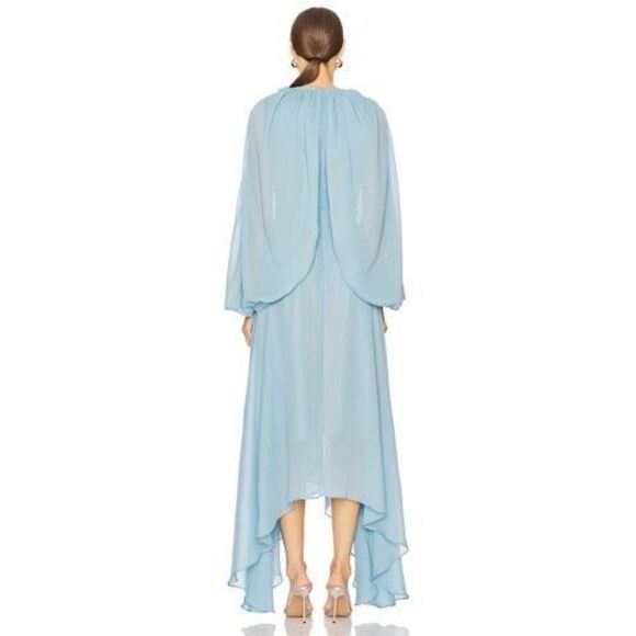 ROKH Shirred Poncho Vest Midi Dress in Smoke Blue US 0 $1026 - Picture 3 of 11